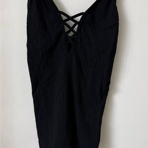 Black Strappy V-Neck Dress